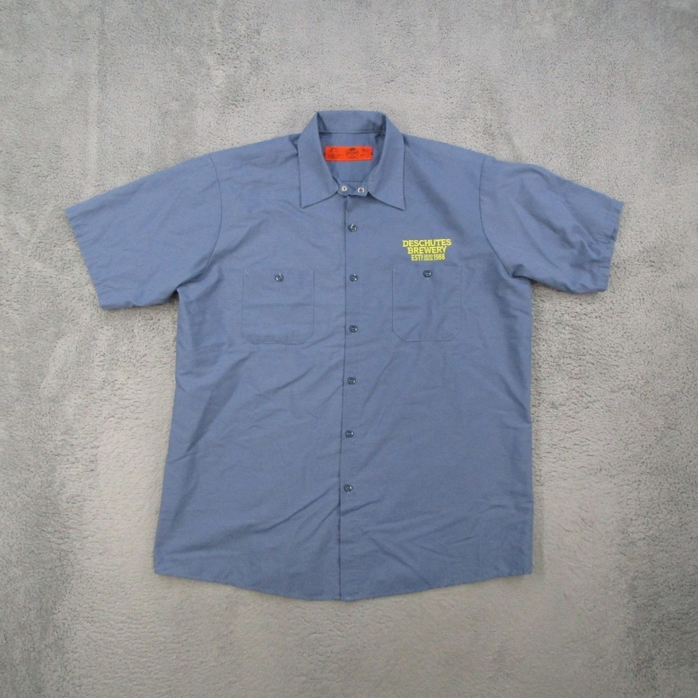 Red Kap Work Shirt Mens XL Blue Deschutes Brewery Fresh Squeezed IPA Graphic
